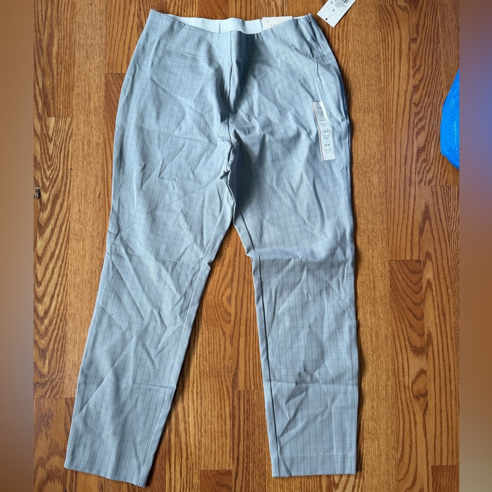 A New Day Gray Windowpane Pull-On Pants NWT Women’s Slim Work Trousers - Picture 2 of 2